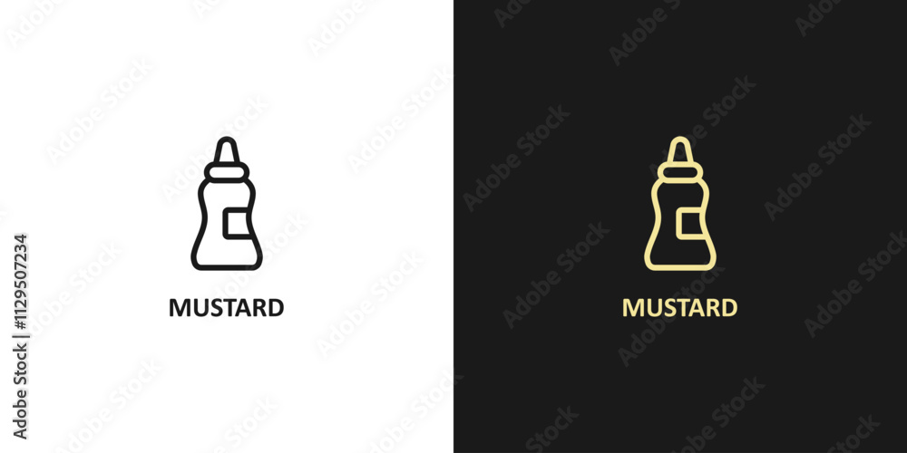 Fototapeta premium Mustard simple icon. Icon related to cooking spices. Two tone icon style, lineal color. Simple vector design