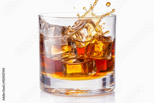 Wallpaper Mural Splashes of whiskey in a glass with ice cubes Torontodigital.ca