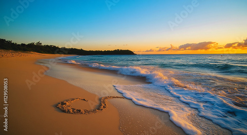 Wallpaper Mural Beautiful sunset over a tranquil beach with gentle waves and soft sand creating a serene atmosphere at dusk Torontodigital.ca