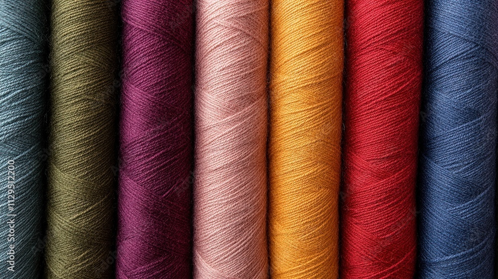 Colorful spools of thread arranged vertically. Colorful spools of thread arranged vertically.
