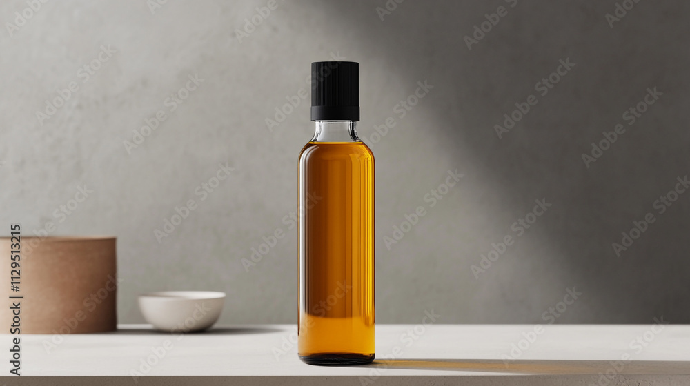Amber Glass Bottle with Black Cap Oil Cooking Kitchen Food Photography Amber Glass Bottle with Black Cap Oil Cooking Kitchen Food Photography