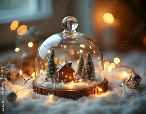 a christmas decorative glass cloche photo