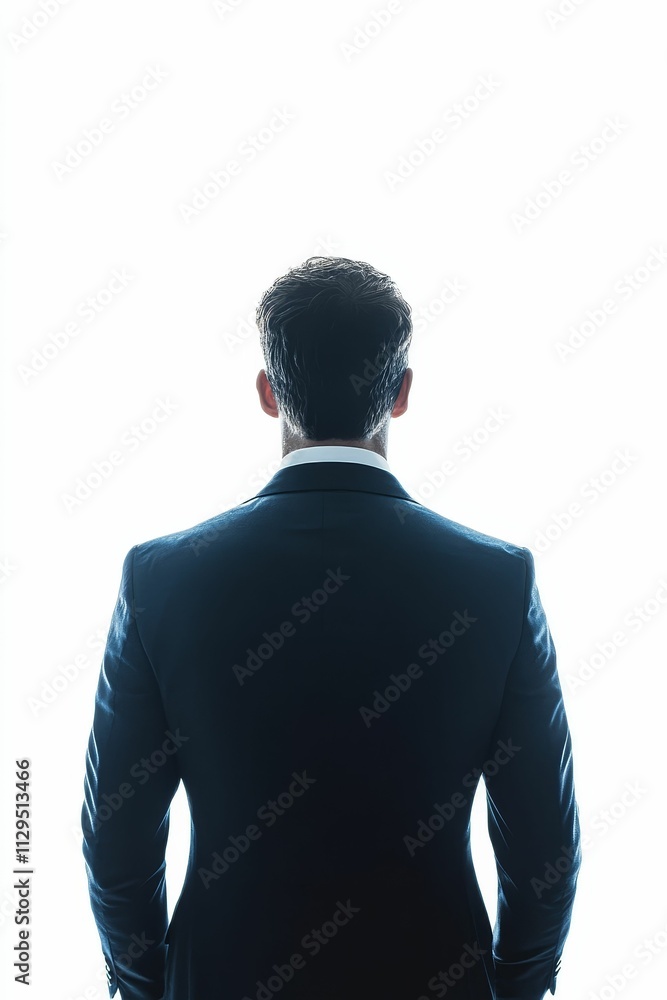 Man in dark suit, viewed from behind. Man in dark suit, viewed from behind.