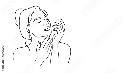 Spa salon continuous line art drawing isolated on white background. Self care and beauty. Vector illustration