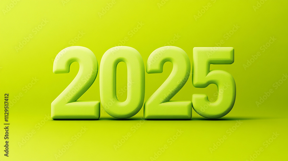 2025 New Year Lime Green 3D Numbers Background 2025 New Year Lime Green 3D Numbers Background