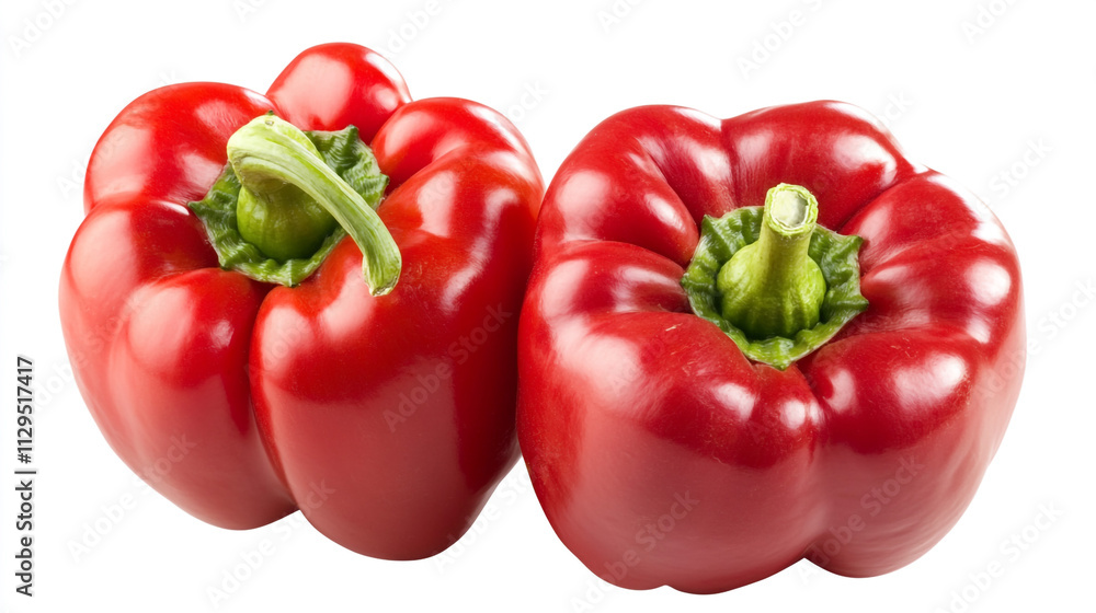Fresh Red Bell Peppers Two Organic Sweet Peppers Closeup Healthy Food Vitamin C Fresh Red Bell Peppers Two Organic Sweet Peppers Closeup Healthy Food Vitamin C
