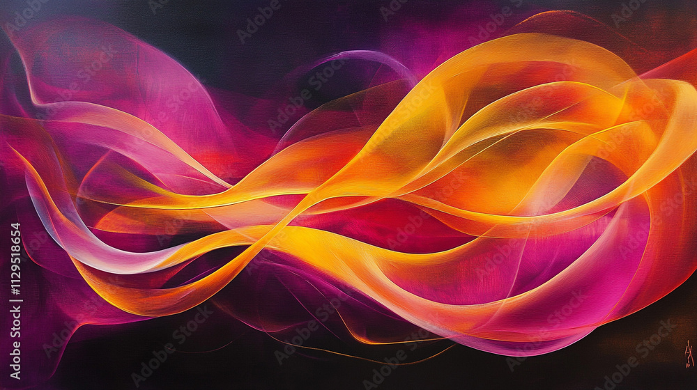 Abstract Art  Vibrant Pink  Orange  Yellow Swirls