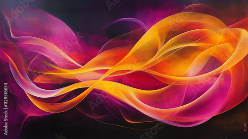 Abstract Art Vibrant Pink Orange Yellow Swirls