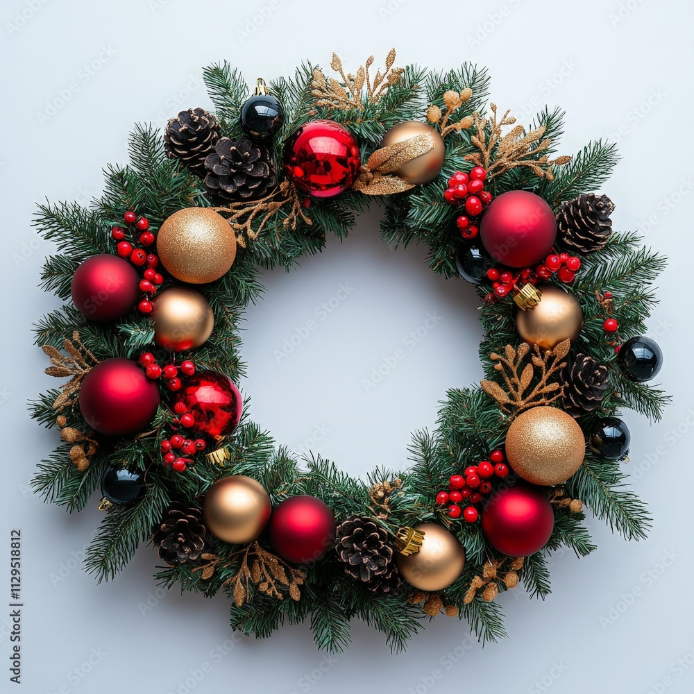 Elegant Christmas Frame with Pine Branches & Decor Elegant Christmas Frame with Pine Branches & Decor