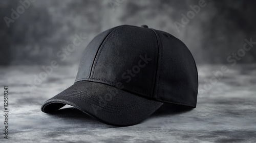 Wallpaper Mural Black Baseball Cap on Grey Background: Stylish and Simple Headwear Torontodigital.ca