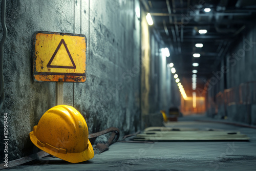 Stylized Construction Sign and Hard Hat photo