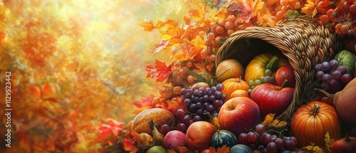 Charming Cornucopia Brimming Autumn Harvest