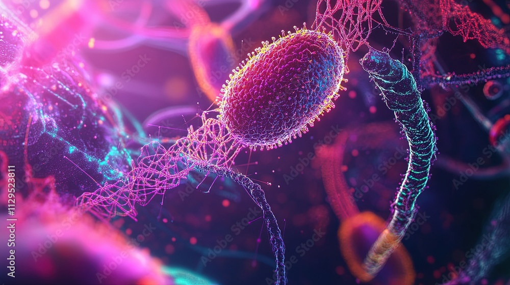 Microscopic view of vibrant, interconnected cells. Microscopic view of vibrant, interconnected cells.