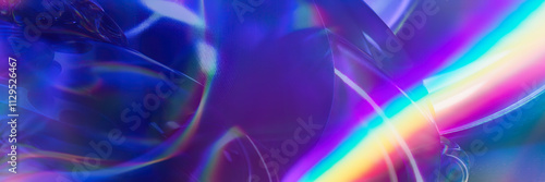 Abstract neon light refractions on a smooth surface
