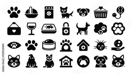 Pets & Animals related icon editable stroke outline  set of different types small icons isolated on white background flat vector illustration