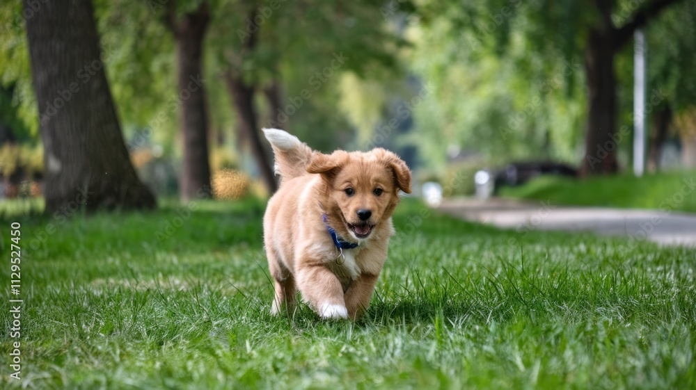 Puppy dog playing and running at the park Puppy dog playing and running at the park