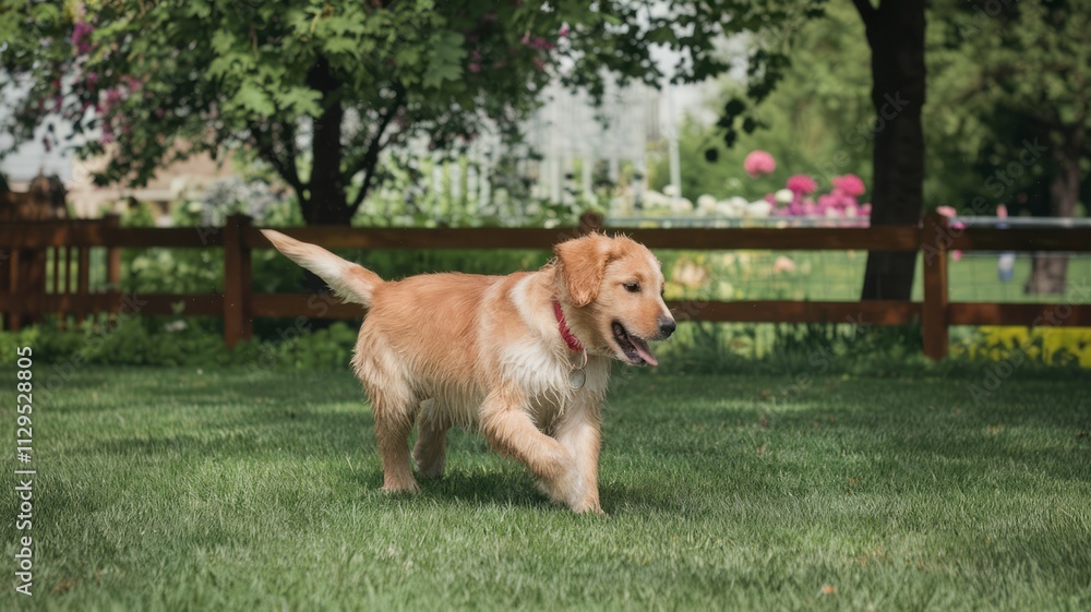 Puppy dog playing and running at the park Puppy dog playing and running at the park