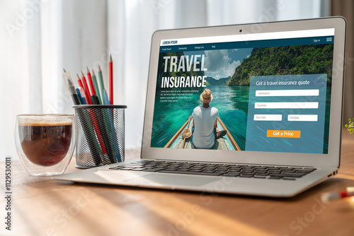 Online travel insurance agency providing worry-free travel trip to travelers snugly photo