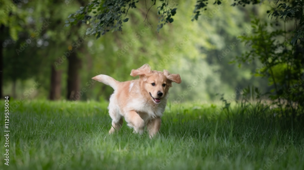 Puppy dog playing and running at the park Puppy dog playing and running at the park