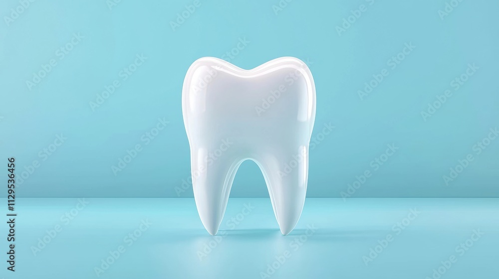 3d rendering of a white tooth on a light blue background. the tooth is in the center of the image and is positioned in a way that it is facing towards the right side of the frame. 3d rendering of a white tooth on a light blue background. the tooth is in the center of the image and is positioned in a way that it is facing towards the right side of the frame.