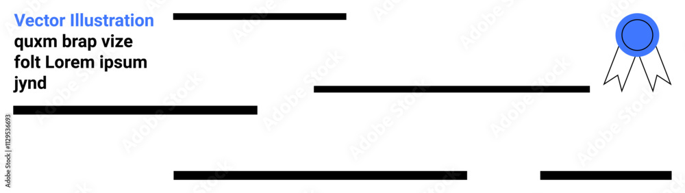 Structured text with black lines and a blue ribbon on the right. Ideal for academic awards, certificates of achievement, business recognition, event participation, diploma design, sports awards Structured text with black lines and a blue ribbon on the right. Ideal for academic awards, certificates of achievement, business recognition, event participation, diploma design, sports awards