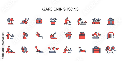 Gardening icon set.vector.Editable stroke.linear style sign for use web design,logo.Symbol illustration.