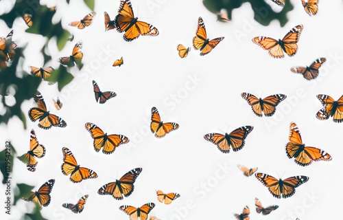 Monarch butterflies, which are invertebrates, fly like plain tiger butterflies. photo