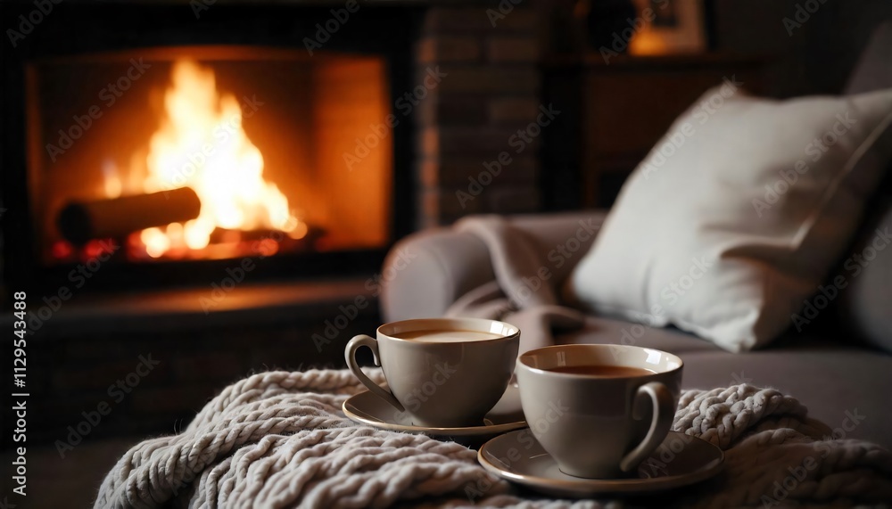 Beautiful scene that transmits peace and tranquility with a cup of delicious coffee Beautiful scene that transmits peace and tranquility with a cup of delicious coffee