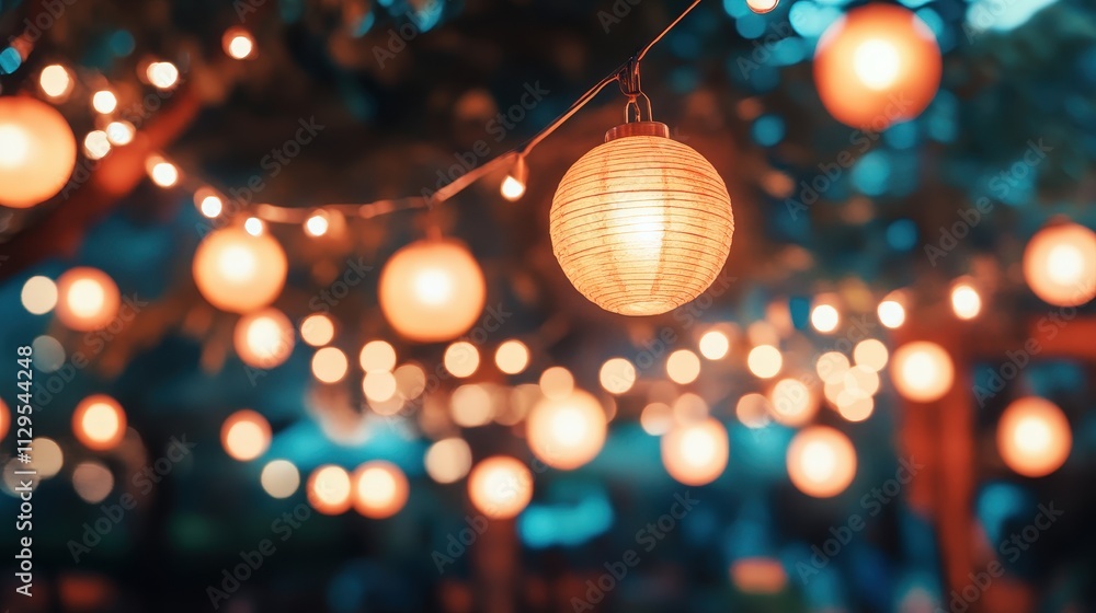 A serene evening scene with glowing lanterns and warm lights creating a cozy atmosphere. A serene evening scene with glowing lanterns and warm lights creating a cozy atmosphere.