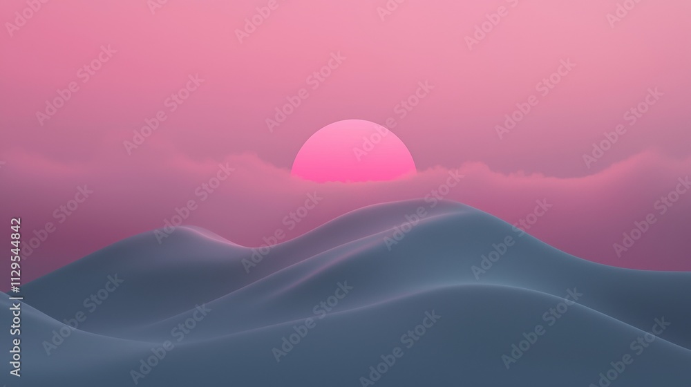 Digital illustration of a sunset over a mountain range. the sky is a gradient of pink and purple, with the sun partially visible in the top right corner. Digital illustration of a sunset over a mountain range. the sky is a gradient of pink and purple, with the sun partially visible in the top right corner.