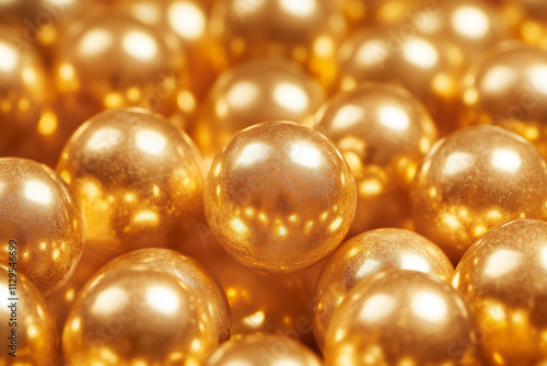 Golden christmas balls, gold background
