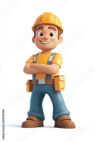 Cheerful Cartoon Construction Worker Design