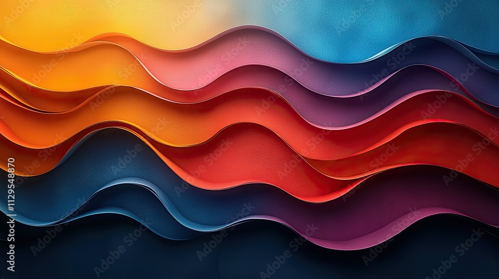 Colorful wavy patterns create a striking abstract design with warm and cool tones blending harmoniously Colorful wavy patterns create a striking abstract design with warm and cool tones blending harmoniously
