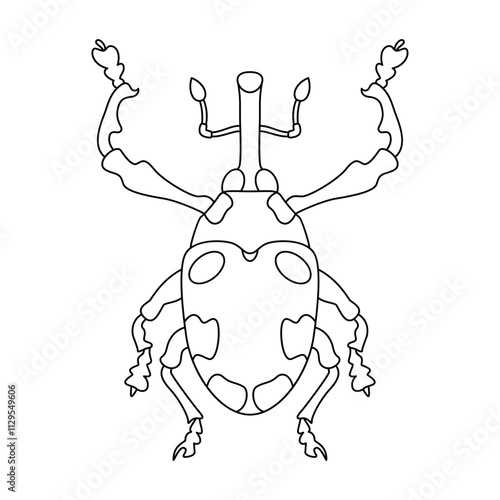 Vector Scarab Beetle Bug Insect Cartoon Illustration Isolated