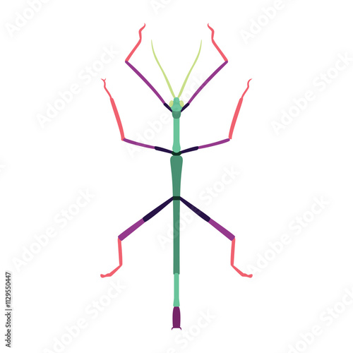 Vector Stick Insect Cartoon Illustration Isolated