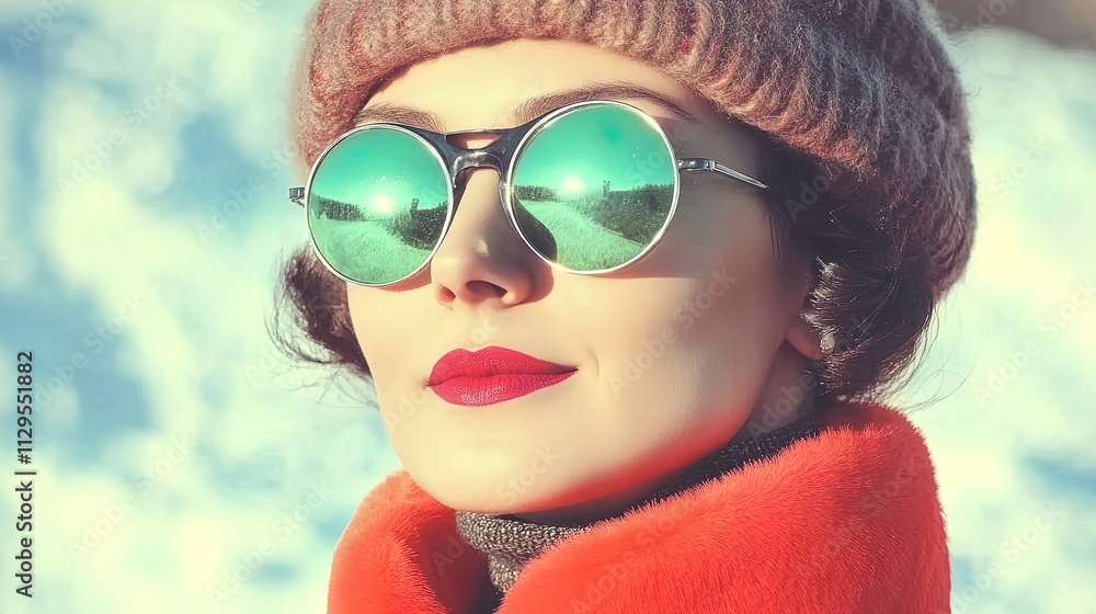 Chic Winter Portrait: A Trendy Woman in Magenta Faux Fur and Oversized Sunglasses—Perfect for a Sporty Interior Poster or Fashion-Inspired Artwork! Chic Winter Portrait: A Trendy Woman in Magenta Faux Fur and Oversized Sunglasses—Perfect for a Sporty Interior Poster or Fashion-Inspired Artwork!