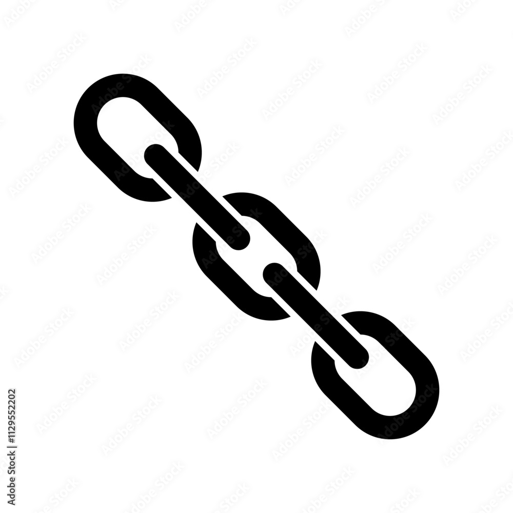 Chain icon. Black silhouette. Front side view. Vector simple flat graphic illustration. Isolated object on white background. Isolate. Chain icon. Black silhouette. Front side view. Vector simple flat graphic illustration. Isolated object on white background. Isolate.