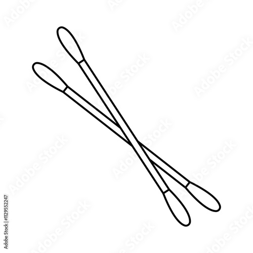 Cotton swabs icon. Black outline linear silhouette. Editable strokes. Front side view. Vector simple flat graphic illustration. Isolated object on white background. Isolate.