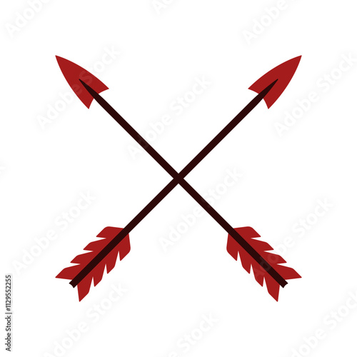 Crossed bow arrows icon. Colored silhouette. Front side view. Vector simple flat graphic illustration. Isolated object on white background. Isolate.