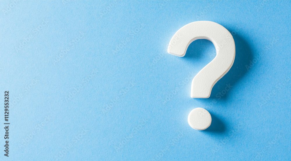 Unique question mark shape on a light blue background representing curiosity and inquiry in creative designs Unique question mark shape on a light blue background representing curiosity and inquiry in creative designs