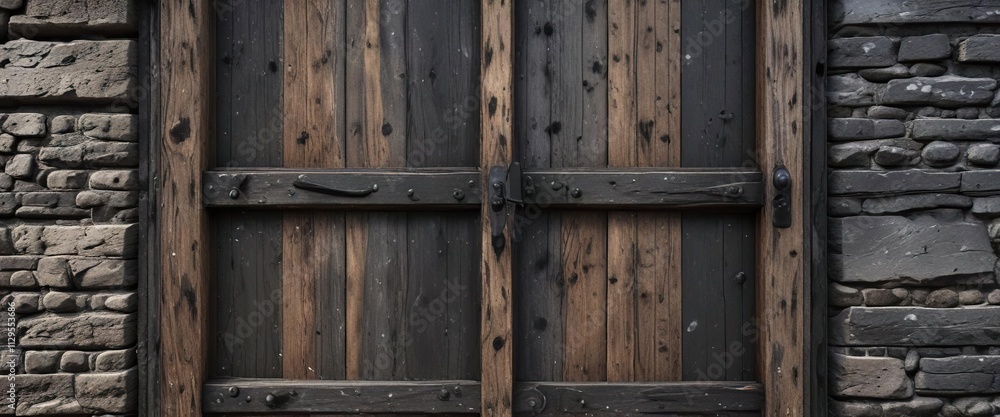 Weathered wooden door with bold black strokes and faded splatters, black strokes, grungy Weathered wooden door with bold black strokes and faded splatters, black strokes, grungy