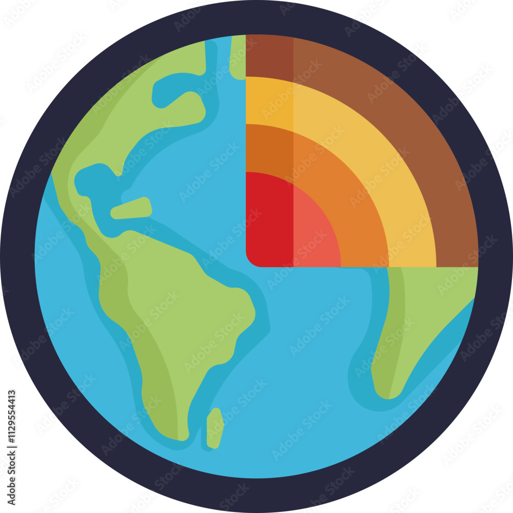 This icon represents the study of Earth's physical structure, featuring ...