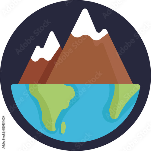 A simple, stylized representation of a mountain with sharp peaks and sloping sides, symbolizing the rugged and elevated landforms found in nature.