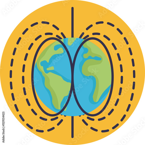 The Magnetic Poles icon represents the Earth's magnetic field, showcasing the two poles where the planet's magnetic lines converge.