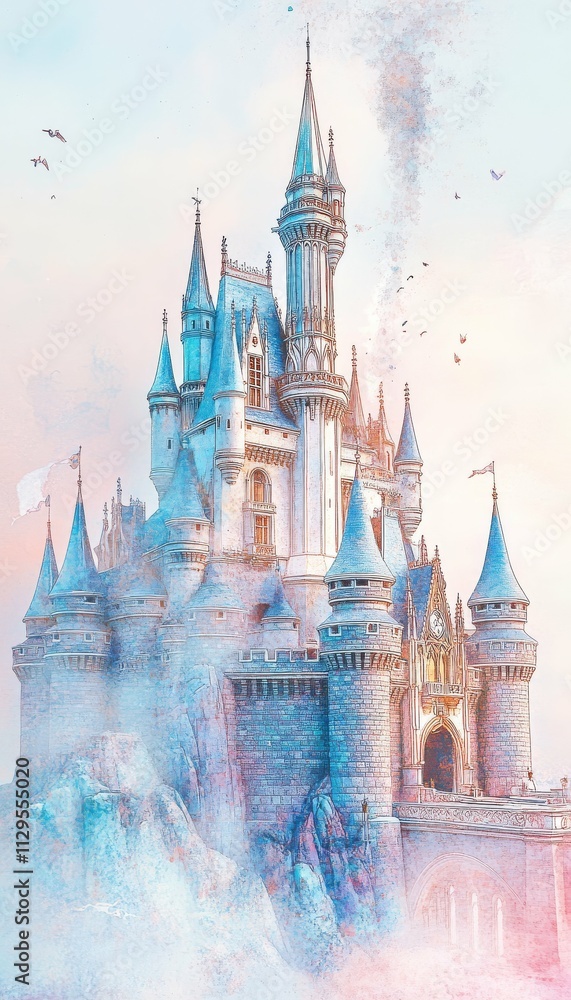 Obraz premium Dreamy Watercolor Castle