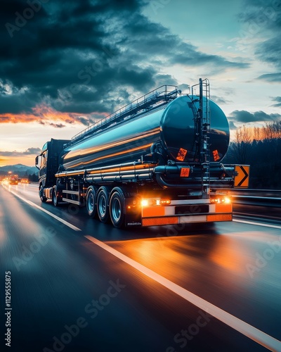 Fuel Tanker Truck on Highway