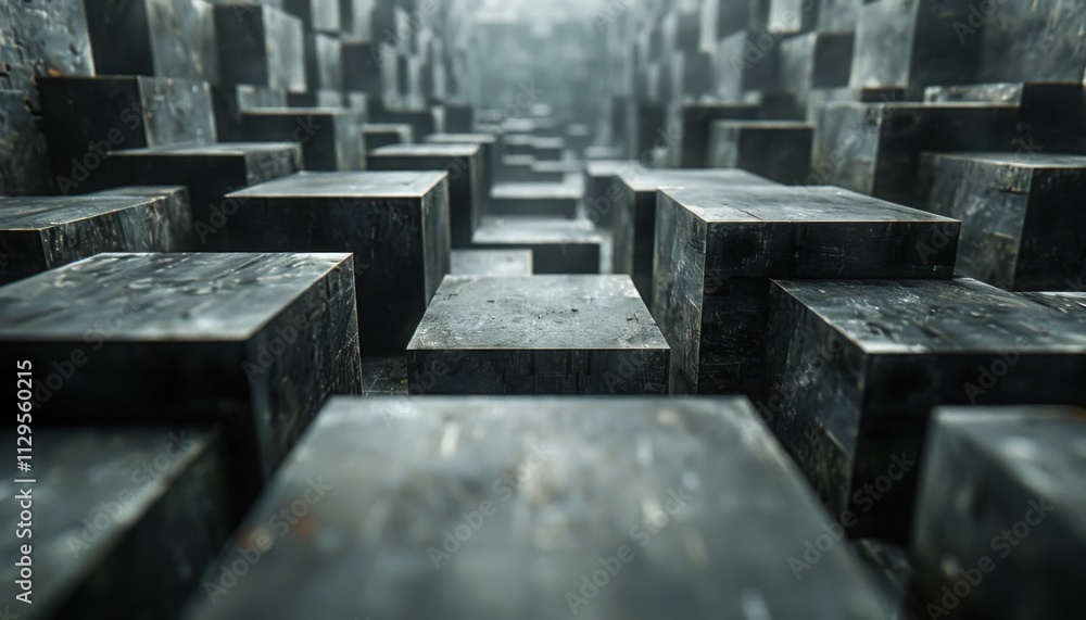 A close up of a wall of gray cubes A close up of a wall of gray cubes