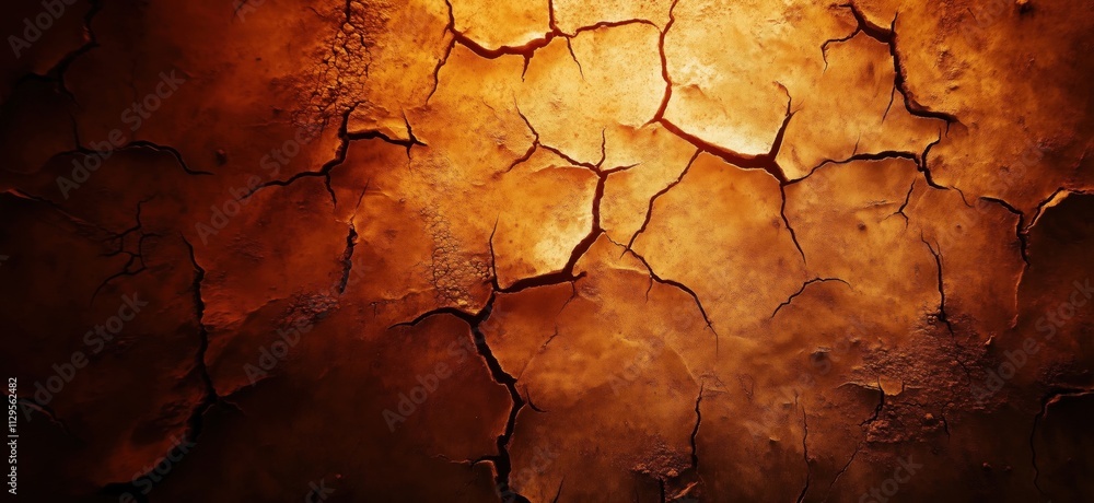 Cracked earth texture, warm orange tones, detailed surface, dry and arid appearance, natural patterns, abstract background, copy space for text Cracked earth texture, warm orange tones, detailed surface, dry and arid appearance, natural patterns, abstract background, copy space for text