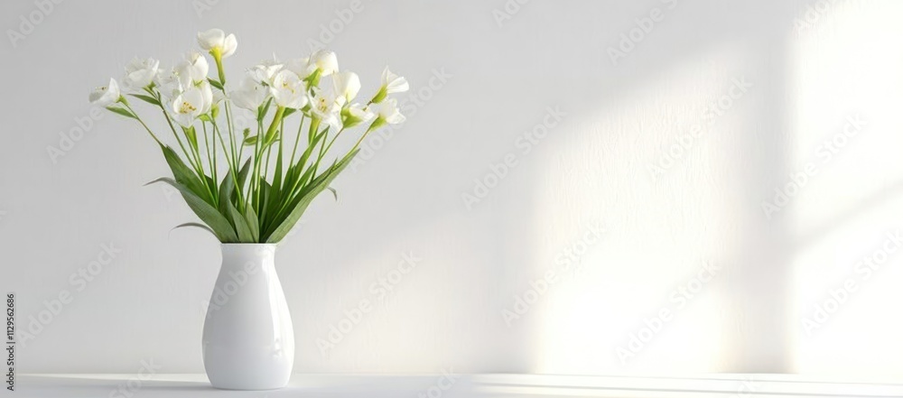 White flowers in a vase on a white background. White flowers in a vase on a white background.