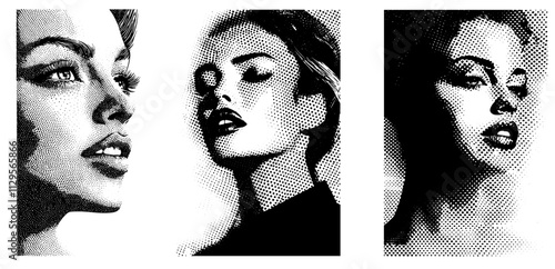 Grafik aus dem Set: schwarz, weiß, siebdruck, stencil, cover, punk, grunge, pointilismus und mehr